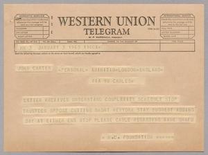 [Telegram from H. C. Foundation to John Carter, January 3, 1963]
