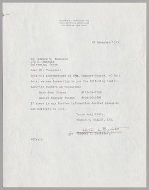 Primary view of object titled '[Letter from Vincent N. Turletes to Mr. Edward R. Thompson, December 18, 1963]'.