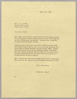 [Letter from Arthur M. Alpert to Mr. J. R. Pirtle, March 22, 1965]