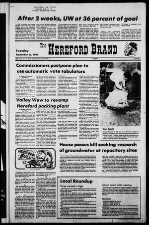 The Hereford Brand (Hereford, Tex.), Vol. 86, No. 58, Ed. 1 Tuesday, September 23, 1986