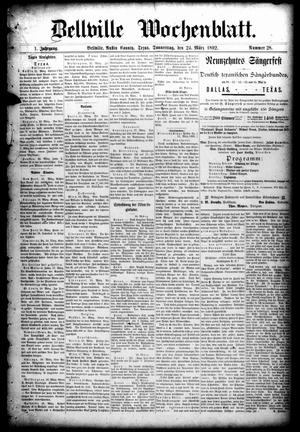 Bellville Wochenblatt. (Bellville, Tex.), Vol. 1, No. 28, Ed. 1 Thursday, March 24, 1892