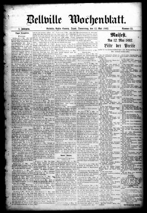 Bellville Wochenblatt. (Bellville, Tex.), Vol. 1, No. 35, Ed. 1 Thursday, May 12, 1892