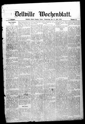Bellville Wochenblatt. (Bellville, Tex.), Vol. 1, No. 45, Ed. 1 Thursday, July 21, 1892