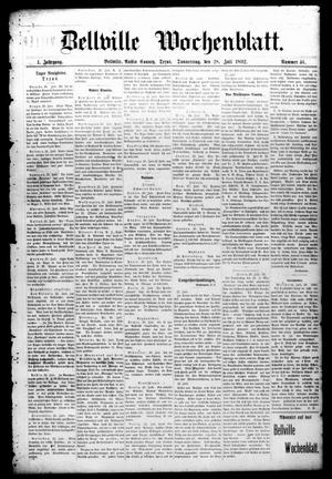 Bellville Wochenblatt. (Bellville, Tex.), Vol. 1, No. 46, Ed. 1 Thursday, July 28, 1892