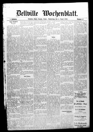 Bellville Wochenblatt. (Bellville, Tex.), Vol. 1, No. 47, Ed. 1 Thursday, August 4, 1892