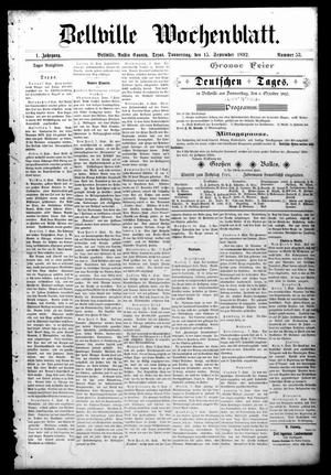 Bellville Wochenblatt. (Bellville, Tex.), Vol. 1, No. 53, Ed. 1 Thursday, September 15, 1892