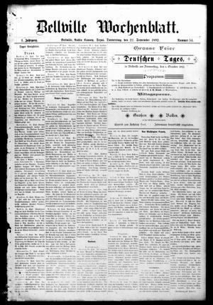 Bellville Wochenblatt. (Bellville, Tex.), Vol. 1, No. 54, Ed. 1 Thursday, September 22, 1892
