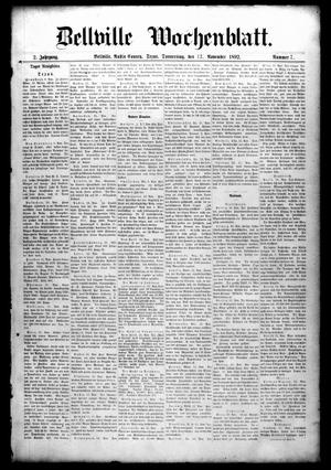 Bellville Wochenblatt. (Bellville, Tex.), Vol. 2, No. 7, Ed. 1 Thursday, November 17, 1892