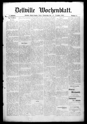Bellville Wochenblatt. (Bellville, Tex.), Vol. 2, No. 11, Ed. 1 Thursday, December 15, 1892