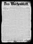 Thumbnail image of item number 1 in: 'Das Wochenblatt. (Austin, Tex.), Vol. 1, No. 1, Ed. 1 Thursday, August 5, 1909'.