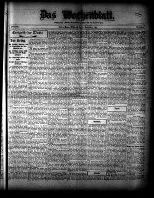 Das Wochenblatt. (Austin, Tex.), Vol. 6, No. 6, Ed. 1 Wednesday, September 9, 1914
