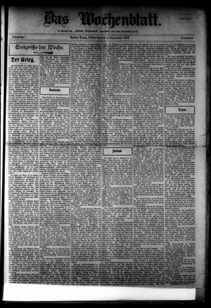 Primary view of object titled 'Das Wochenblatt. (Austin, Tex.), Vol. 7, No. 8, Ed. 1 Wednesday, September 22, 1915'.