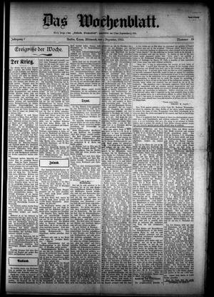 Primary view of object titled 'Das Wochenblatt. (Austin, Tex.), Vol. 7, No. 18, Ed. 1 Wednesday, December 1, 1915'.