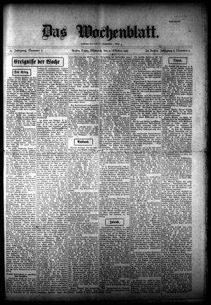 Das Wochenblatt. (Austin, Tex.), Vol. 8, No. 11, Ed. 1 Wednesday, October 11, 1916