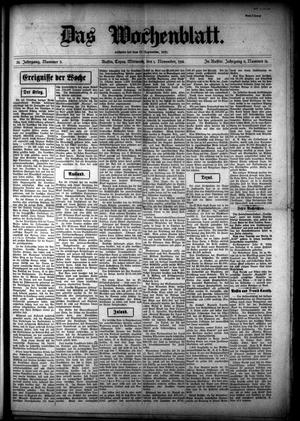 Das Wochenblatt. (Austin, Tex.), Vol. 8, No. 14, Ed. 1 Wednesday, November 1, 1916
