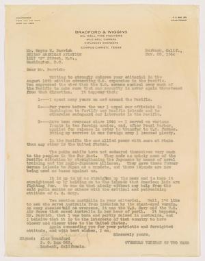 [Letter from Alex Bradford to Wayne W. Parrish, November 28, 1944]
