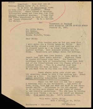 [Letter from Tex Bradford to Billy Blake - January 13, 1941]