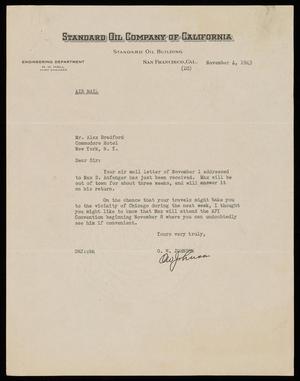 [Letter from O. W. Johnson to Alex Bradford - November 4, 1943]