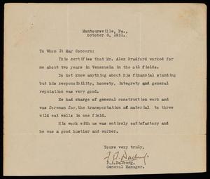 Primary view of object titled '[Letter from F. A. Dalburg - October 8, 1931]'.