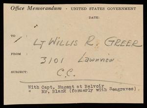 [Contact Card for W R. Greer]