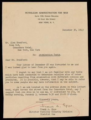 [Letter from Frank A. Epps to Alex Bradford - December 30, 1943]