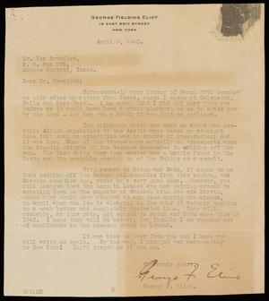 [Letter from George Fielding Elliot to Alex Bradford - April 6, 1940]