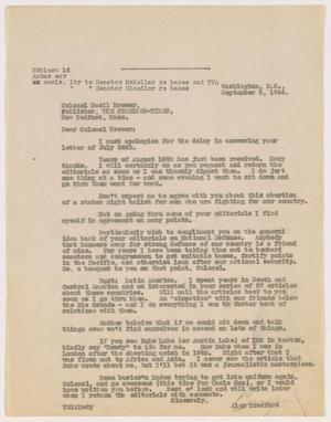 Primary view of object titled '[Letter from Alex Bradford to Basil Brewer - September 3, 1944]'.