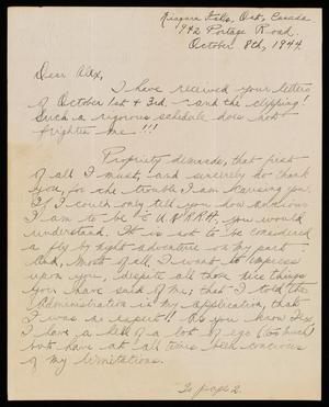 [Letter from Bill Moses to Alex Bradford - October 8, 1944]