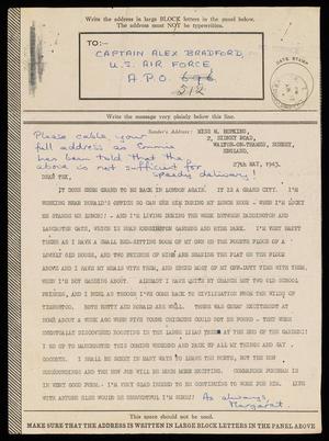 [Letter from Margaret Hopkins to Alex Bradford - May 27, 1943]
