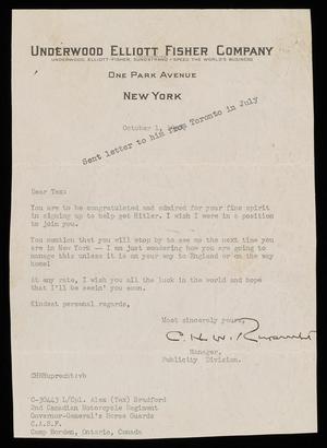 Primary view of object titled '[Letter from C. H. W. Ruprecht to Alex Bradford, October 1, 1940]'.