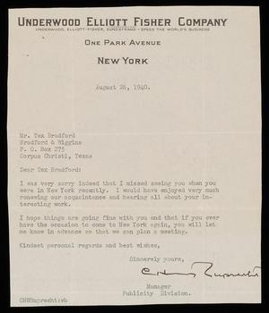 [Letter from C. H. W. Ruprecht to Alex Bradford - August 26, 1940]