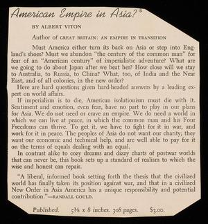 Primary view of object titled '[Clipping: American Empire in Asia]'.