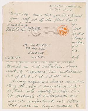 Primary view of object titled '[Letter from A. B. Duke to Alex Bradford, October 31, 1944]'.