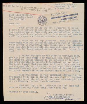 [Letter from Alex Bradford to Jack Ashenfelder, December 10, 1943]