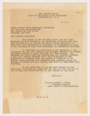 [Letter from Robert H. Wylie to Homer Groninger Regarding Fire Prevention Course]