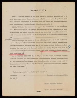 Primary view of object titled '[Blank Draft Resolution Regarding President Roosevelt]'.