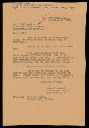 [Letter from Alex Bradford to Milton Bayliss, December 9, 1945]