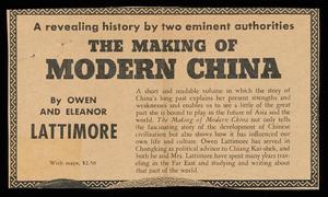 Primary view of object titled '[Clipping: Advertisement for the Book "The Making of Modern China"]'.