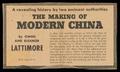 Thumbnail image of item number 1 in: '[Clipping: Advertisement for the Book "The Making of Modern China"]'.