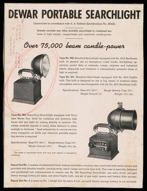 Primary view of object titled '[Clipping: Dewar Portable Searchlight Advertisement]'.