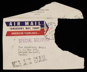 Primary view of object titled '[Air Mail Envelope Addressed to Tex Bradford]'.