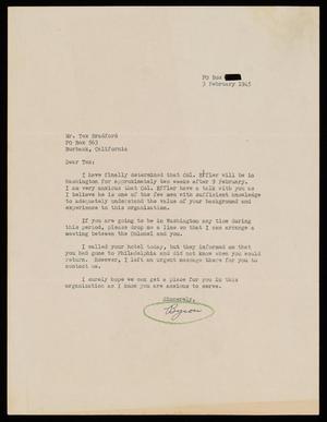 [Letter to Alex Bradford Regarding Meeting - February 3, 1945]