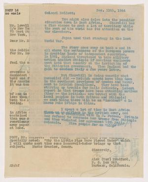 [Correspondence Between Alex Bradford and Lowell Mellett - July-December 1944]