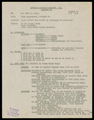 Primary view of object titled 'Douglas Aircraft Company, Inc. Project 19 Daily Report: August 14, 1942'.