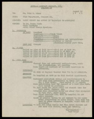 Douglas Aircraft Company, Inc. Project 19 Daily Report: August 15, 1942