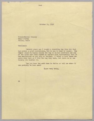 [Letter from Isaac H. Kempner to the Neiman-Marcus Company, October 11, 1949]