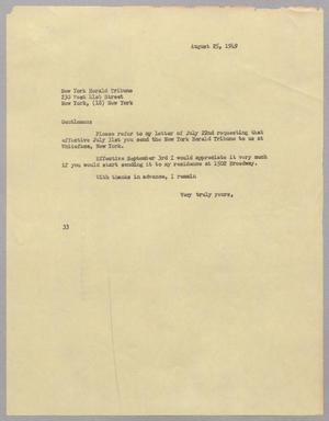 Primary view of object titled '[Letter from Isaac H. Kempner to the New York Herald Tribune, August 25, 1949]'.