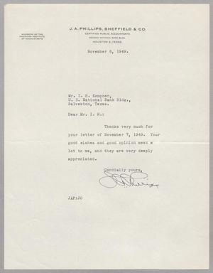 [Letter from Jay A. Phillips to Isaac H. Kempner, November 8, 1949]
