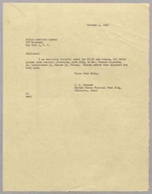 [Letter from I. H. Kempner to the Polish American Agency, October 4, 1949]