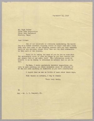 [Letter from I. H. Kempner to Hugh Potter, September 15, 1949]